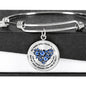 My Mind Still Talks To You Blue Butterflies Heart Shape 020520VTC09 Circle Adjustable Luxury Bangle with Back Engraving