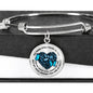 My Mind Still Talks To You Blue Butterfly Broken Heart Circle Adjustable Luxury Bangle with Back Engraving