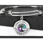 My Mind Still Talks To You Turquoise and Purple Butterflies Tree Of Life 020520VTC18 Circle Adjustable Luxury Bangle with Back Engraving