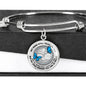 JL2207027 My Mind Blue Butterflies Silver Tree Of Life Circle Adjustable Luxury Bangle with Back Engraving