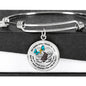 B0713003 My Mind Still Talks To You Turquoise Butterflies Stair Way To Heaven With Gold Cross Circle Adjustable Luxury Bangle with Back Engraving