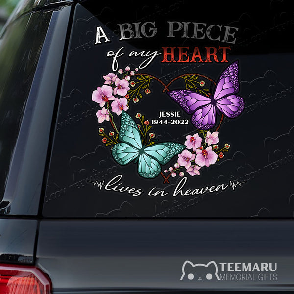 Personalized Dogwood Purple Turquoise Butterfly Memorial Car Decal - Piece Of Heart Heaven