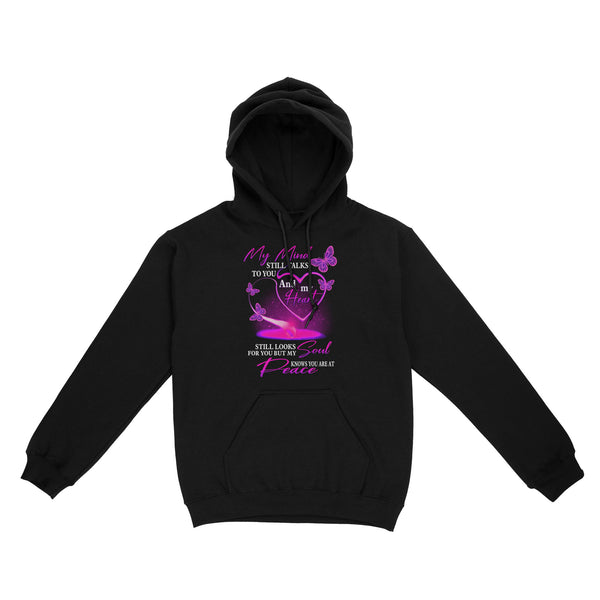 My Mind Still Talks To You Violet Butterfly METS0016 - Butterfly Memorial Hoodie