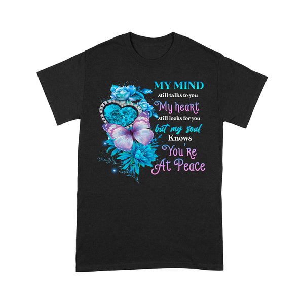 My Mind Still Talks To You Purple Butterfly METS0005 - Butterfly Memorial T-Shirt