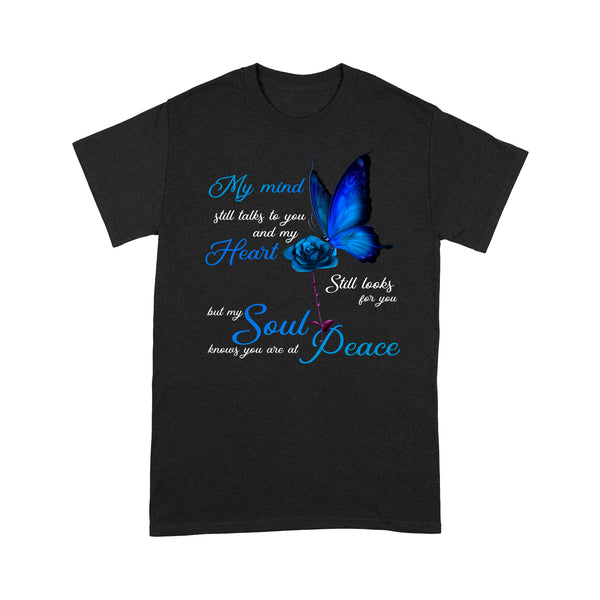 My Mind Still Talks To You Blue Butterfly METS0011 - Butterfly Memorial T-Shirt