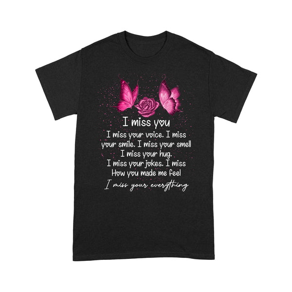 Pink Butterfly I Miss You METS0024 - Butterfly Memorial T-Shirt