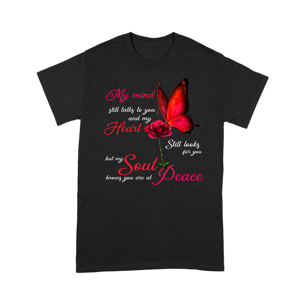 My Mind Still Talks To You Red Butterfly METS0011 - Butterfly Memorial T-Shirt