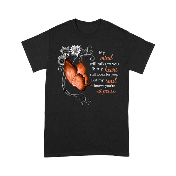 Orange Butterfly My Mind Still Talks To You METS0006 - Butterfly Memorial T-Shirt