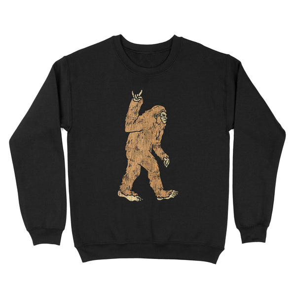 TeeMaru Bigfoot Sweatshirt MC024- Bigfoot Rock Hand Sign Sasquatch