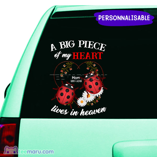 Personalized Ladybug A Big Piece Of My Heart Memorial Car Decal CDLVBC0180