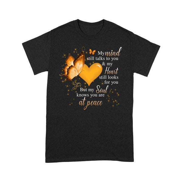 Golden Butterfly My Mind Still Talks To You METS0017 - Butterfly Memorial T-Shirt