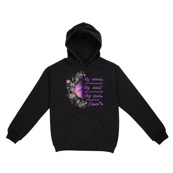 Purple Butterfly My Mind Still Talks To You Clematis METS0023 - Butterfly Memorial Hoodie