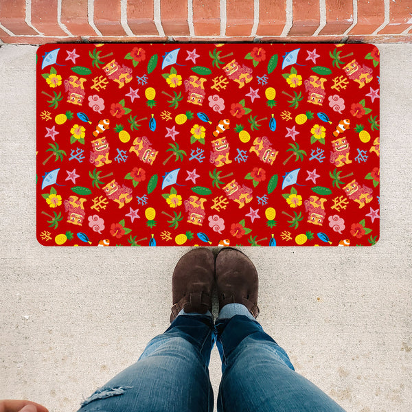 Okinawa Shisa Dog Red DM0001 - TeeMaru Okinawa Doormat