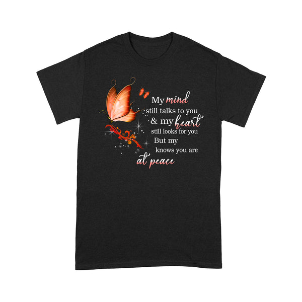 Orange Butterfly My Mind Still Talks To You METS0021 - Butterfly Memorial T-Shirt