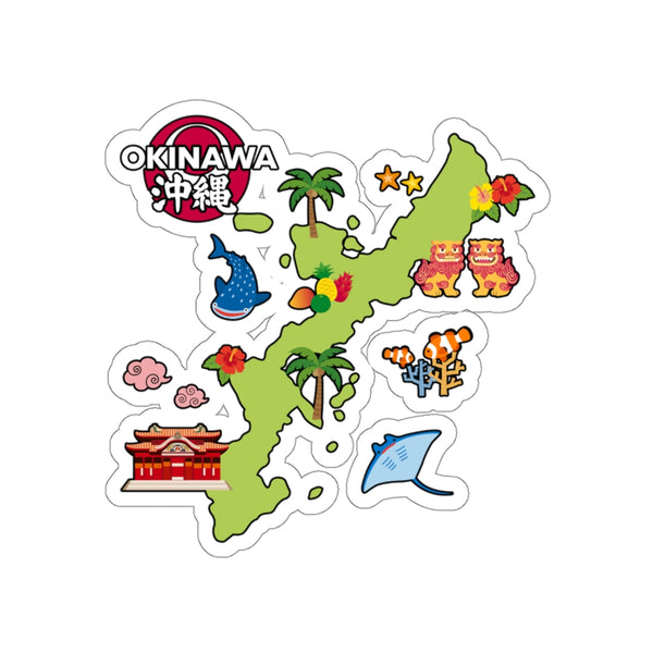 Okinawa Flag Travel Map RPTS0187 - Okinawa Die-Cut Stickers