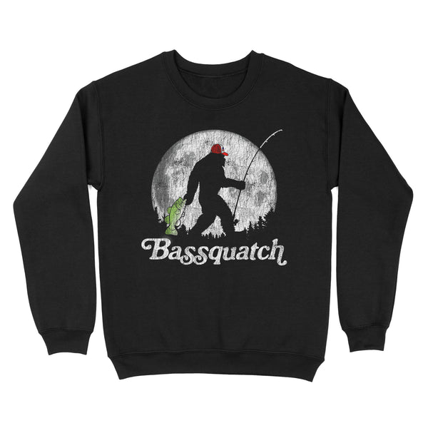 TeeMaru Bigfoot Sweatshirt MC003- Bassquatch! Bigfoot Night Fishing & Full Moon