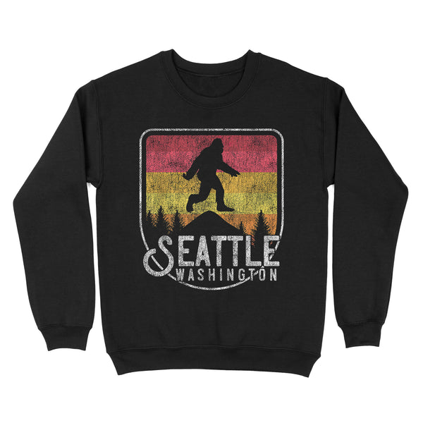 TeeMaru Bigfoot Sweatshirt MC026- Bigfoot Sasquatch Seattle Washington Retro Hiking Outdoors