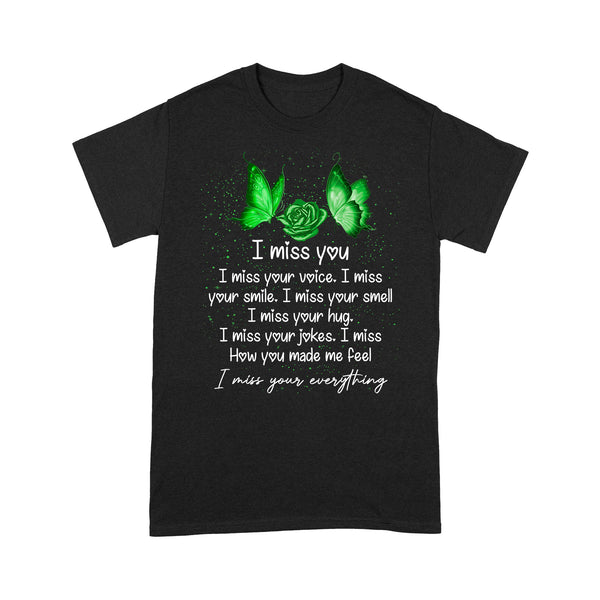 Green Butterfly I Miss You METS0024 - Butterfly Memorial T-Shirt