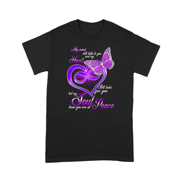 Purple Butterfly My Mind Still Talks To You METS0004 - Butterfly Memorial T-Shirt