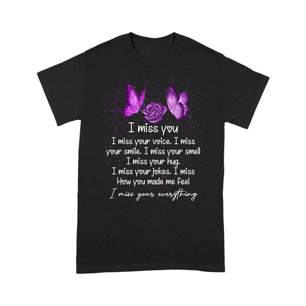 Purple Butterfly I Miss You METS0024 - Butterfly Memorial T-Shirt