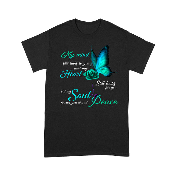 My Mind Still Talks To You Turquoise Butterfly METS0011 - Butterfly Memorial T-Shirt