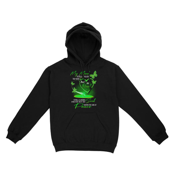 My Mind Still Talks To You Green Butterfly METS0016 - Butterfly Memorial Hoodie