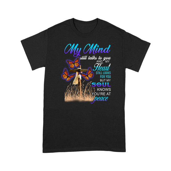 Orange Butterfly My Mind Still Talks To You METS0020 - Butterfly Memorial T-Shirt