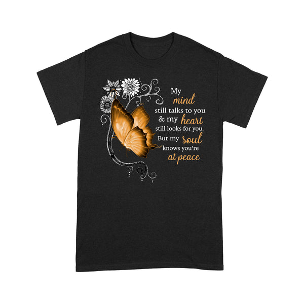 Golden Butterfly My Mind Still Talks To You METS0006 - Butterfly Memorial T-Shirt