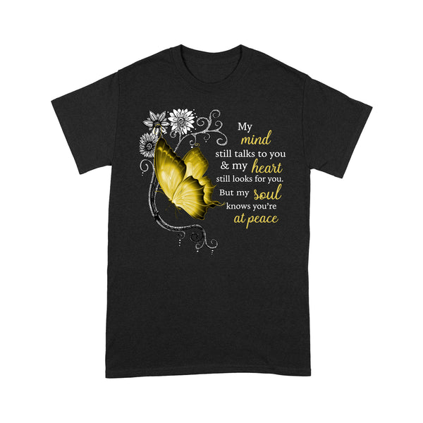 Yellow Butterfly My Mind Still Talks To You METS0006 - Butterfly Memorial T-Shirt