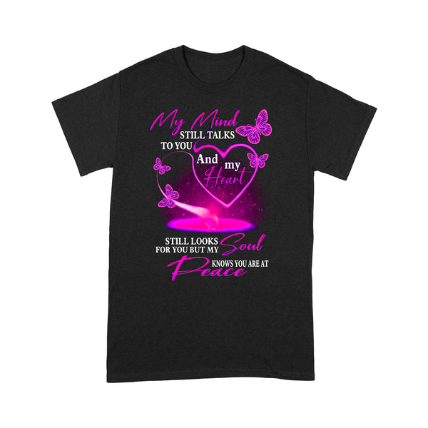 My Mind Still Talks To You Violet Butterfly METS0016 - Butterfly Memorial T-Shirt