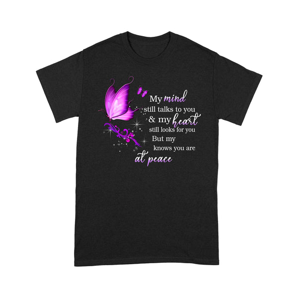 Violet Butterfly My Mind Still Talks To You METS0021 - Butterfly Memorial T-Shirt