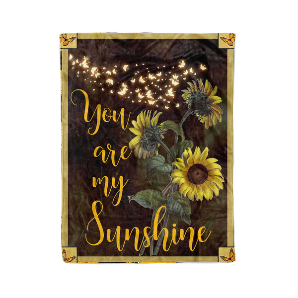 You Are My Sunshine Butterfly Sunflower Fleece Blanket