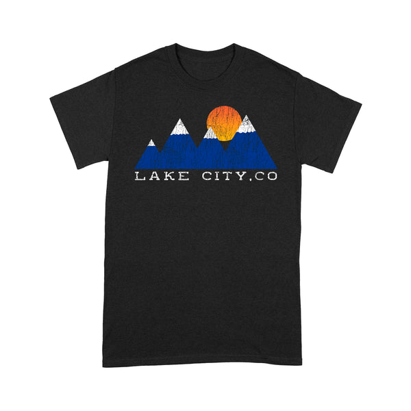 Retro Lake City Colorado Snowcap Mountain Sunset - TeeMaru Colorado T-Shirt COTS016