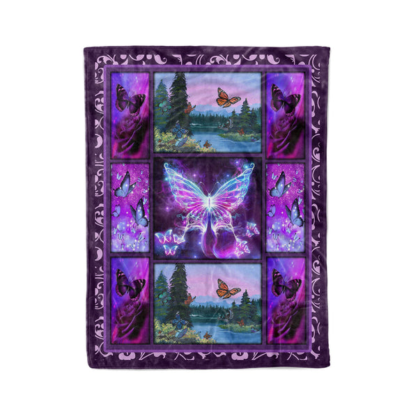 Purple Butterflies Fleece Blanket