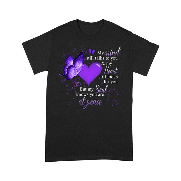 Purple Butterfly My Mind Still Talks To You METS0017 - Butterfly Memorial T-Shirt