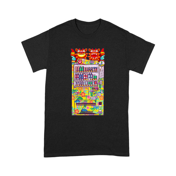 TeeMaru Okinawa T-Shirt OKTS069 - Yellow Bingata Okinawa Shisa Dogs Yellow Vending Machine