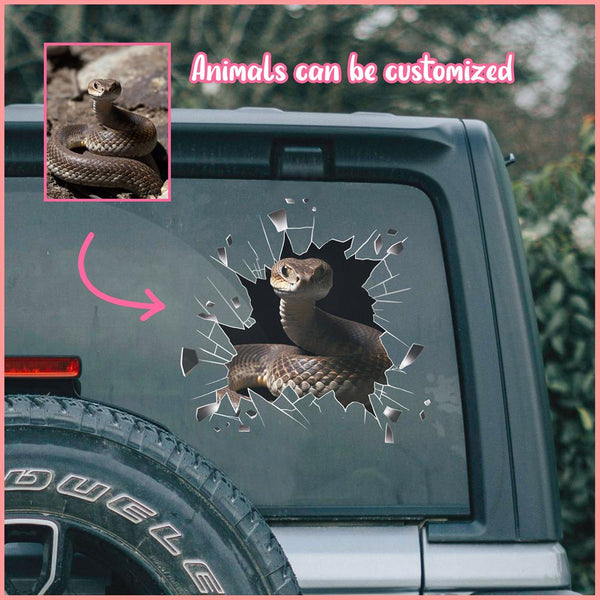 ANDC0016 - Personalized Photo Snake Animal Car Decal - Cracked Surface Window