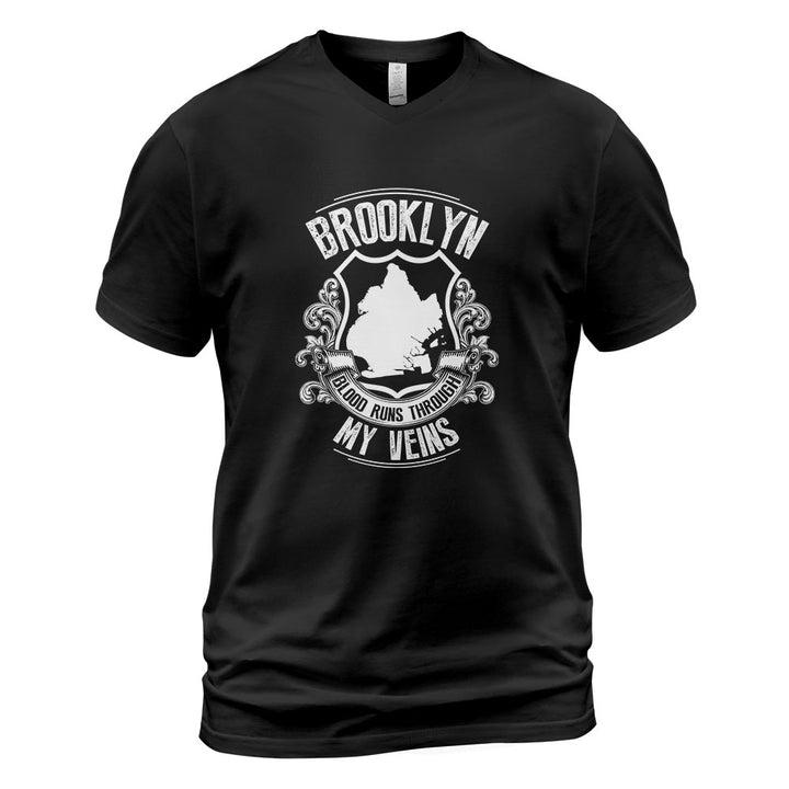 Brooklyn V-Neck T-Shirt BKBS007 - Brooklyn Blood Runs Through My Veins