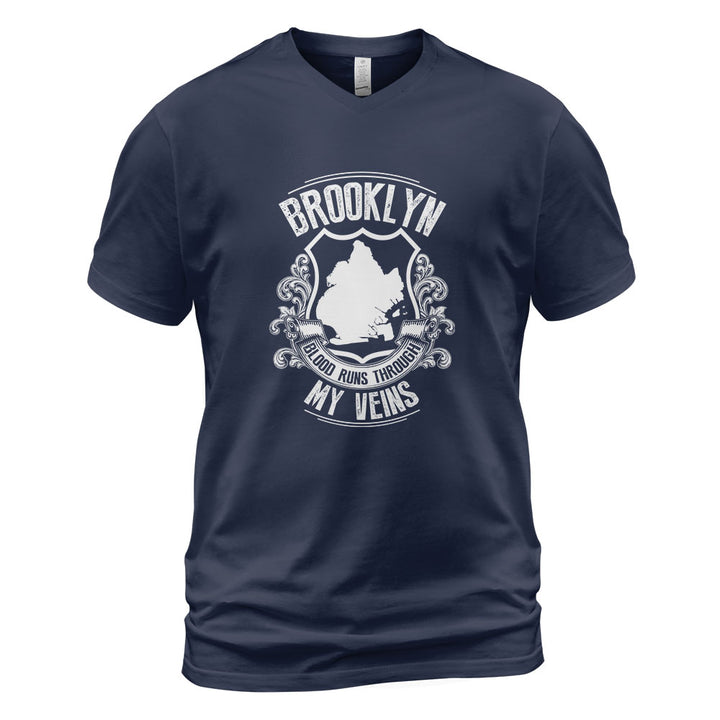 Brooklyn V-Neck T-Shirt BKBS007 - Brooklyn Blood Runs Through My Veins