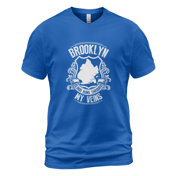 Brooklyn V-Neck T-Shirt BKBS007 - Brooklyn Blood Runs Through My Veins