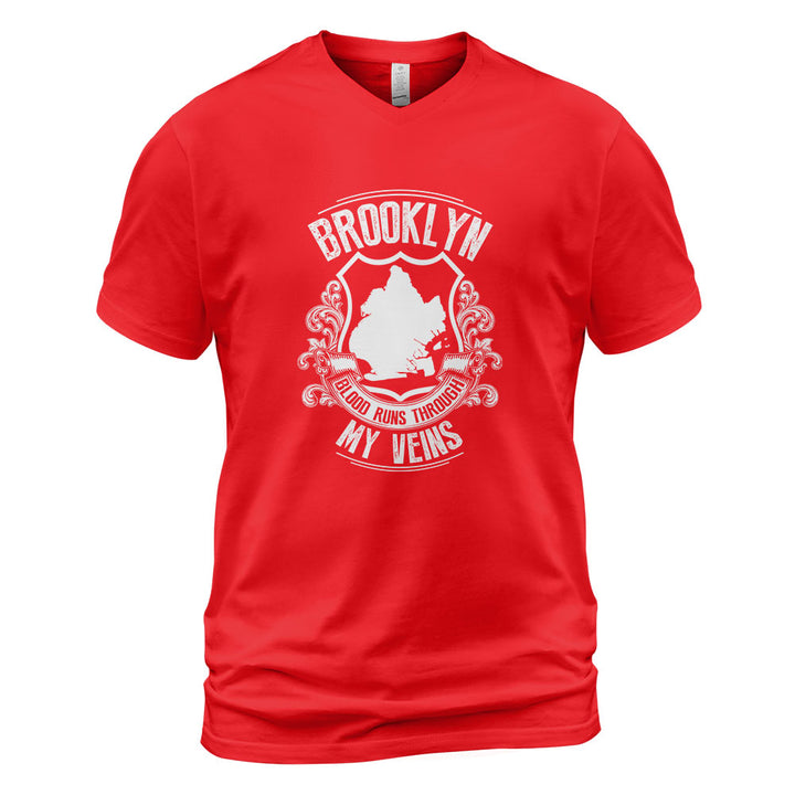 Brooklyn V-Neck T-Shirt BKBS007 - Brooklyn Blood Runs Through My Veins