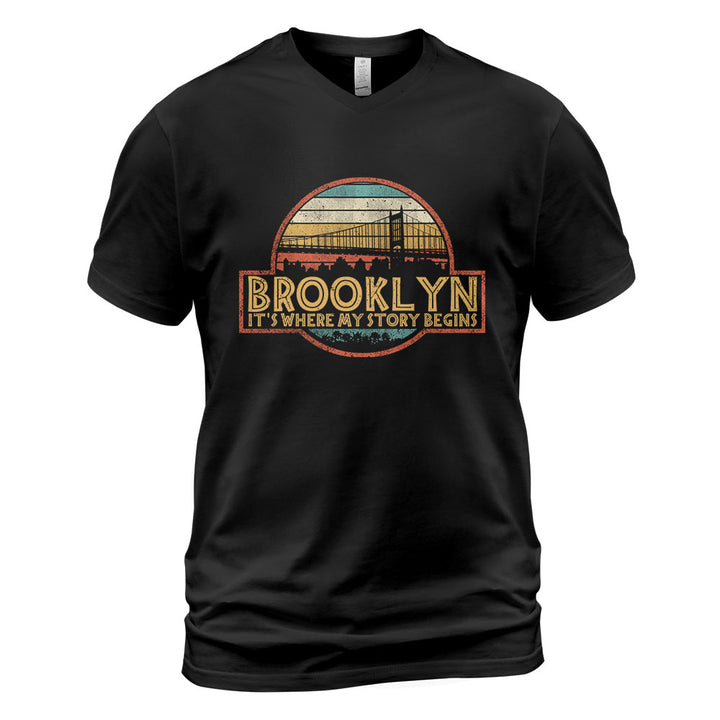 Brooklyn V-Neck T-Shirt BKBS019 - Brooklyn It s Where My Story Begins