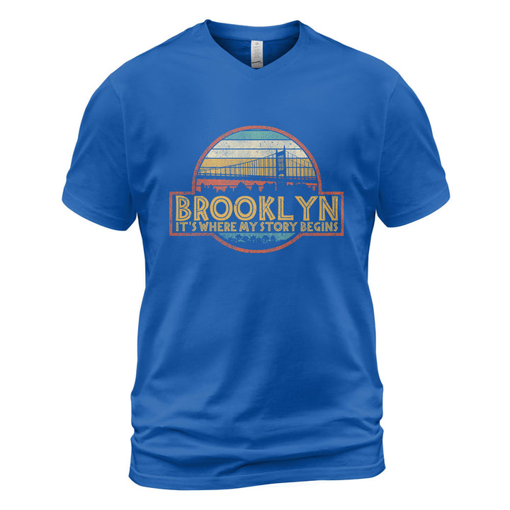 Brooklyn V-Neck T-Shirt BKBS019 - Brooklyn It s Where My Story Begins