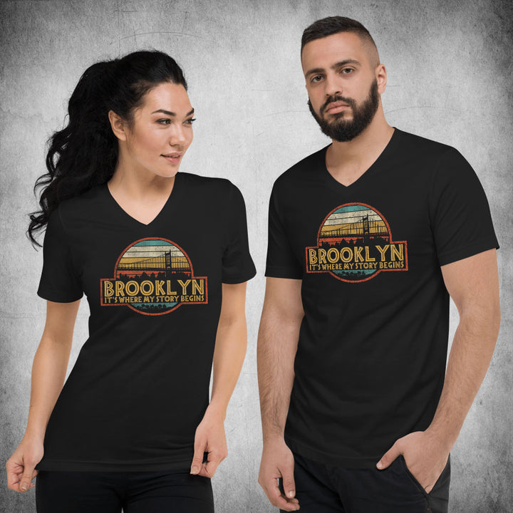 Brooklyn V-Neck T-Shirt BKBS019 - Brooklyn It s Where My Story Begins