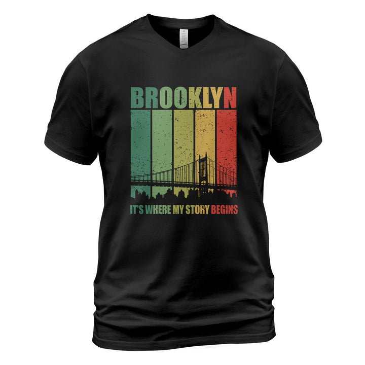 Brooklyn V-Neck T-Shirt BKBS020 - Brooklyn It s Where My Story Begins