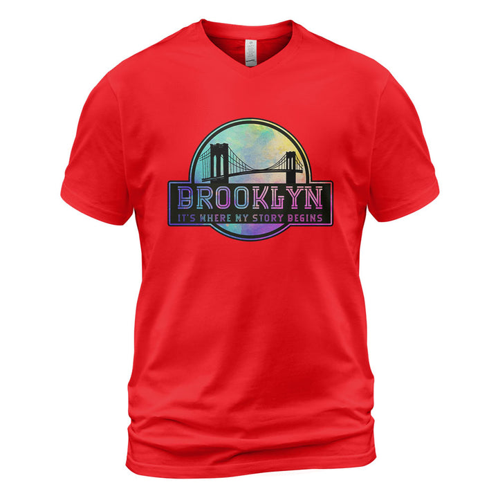 Brooklyn V-Neck T-Shirt BKBS021 - Brooklyn It s Where My Story Begins