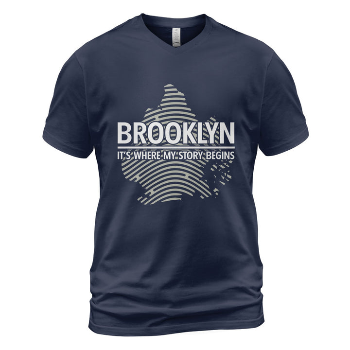 Brooklyn V-Neck T-Shirt BKBS026 - Brooklyn It s Where My Story Begins