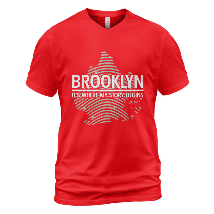 Brooklyn V-Neck T-Shirt BKBS026 - Brooklyn It s Where My Story Begins