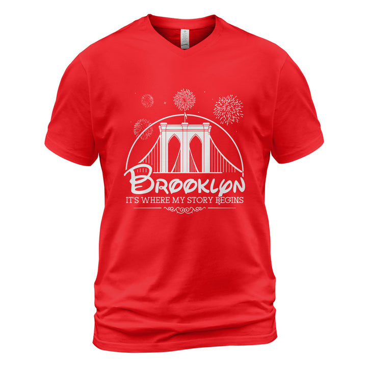 Brooklyn V-Neck T-Shirt BKBS031 - Brooklyn It s Where My Story Begins