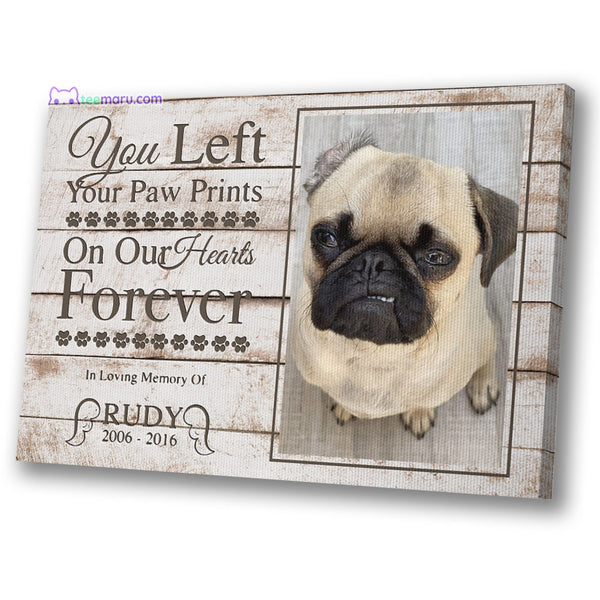 CAHA2436 You Left Your Prints On Our Hearts Forever Personalized Memorial Canvas